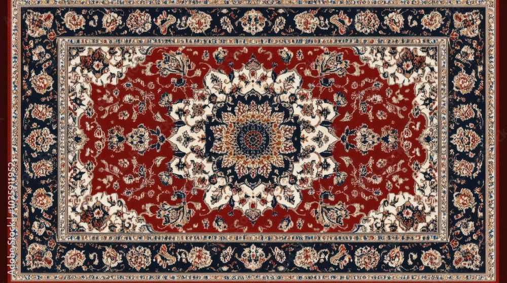 Traditional Persian rugs, cultural element, rich colors, isolated on white background Traditional Persian rugs, cultural element, rich colors, isolated on white background