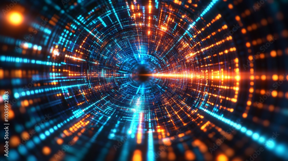 The essence of digital evolution is captured through flowing data and technology concepts. The essence of digital evolution is captured through flowing data and technology concepts.