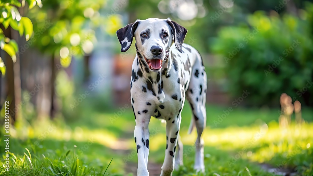 Dalmatian Dog Walking Outdoor Dalmatian Dog Walking Outdoor