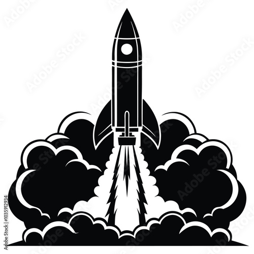 rocket and space silhouette vector illustration. Rocket icon