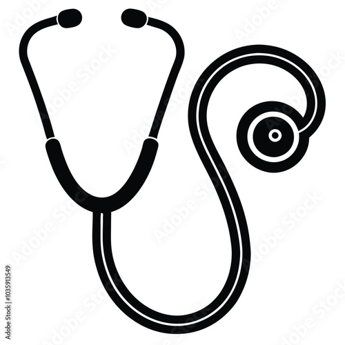 stethoscope silhouette vector illustration. medical icon isolated on white background