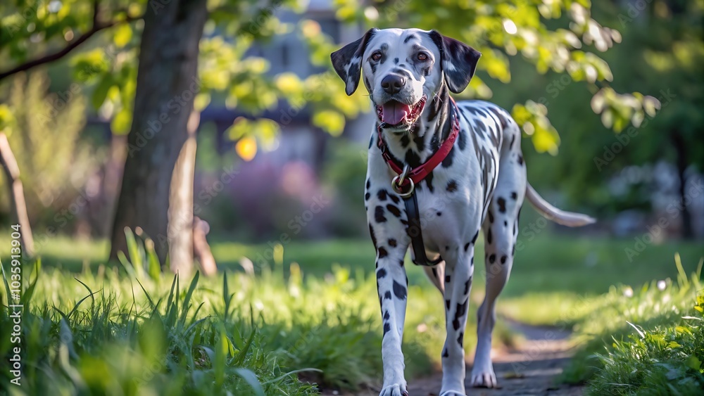 Dalmatian Dog Walking Outdoor Dalmatian Dog Walking Outdoor
