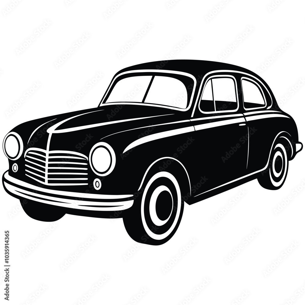 Obraz premium Vintage Car silhouette vector style illustration on white background