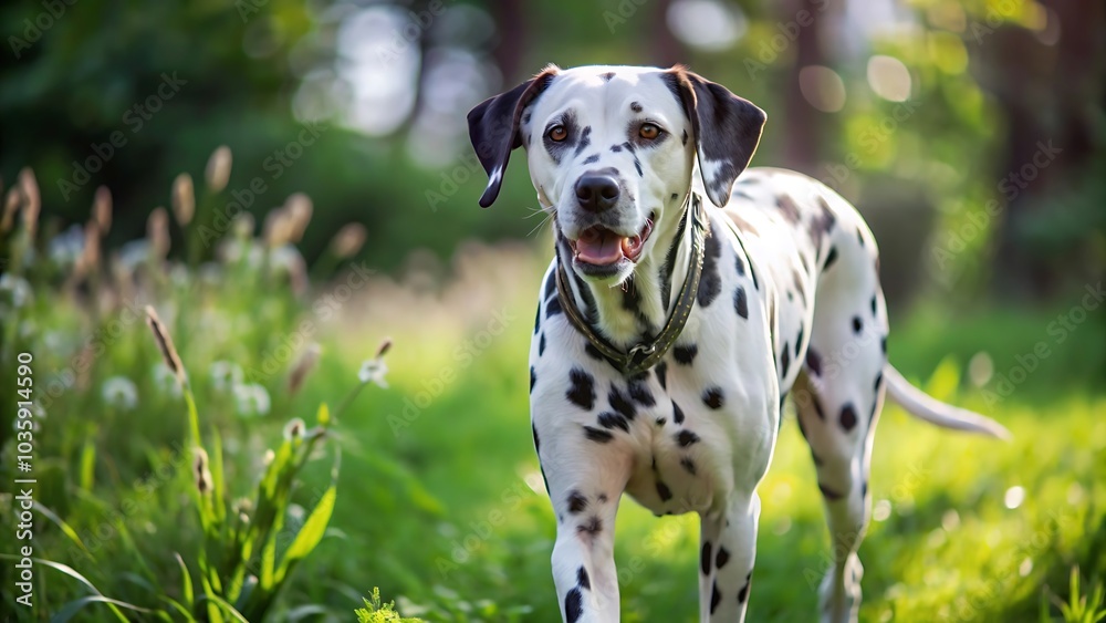 Dalmatian Dog Walking Outdoor Dalmatian Dog Walking Outdoor