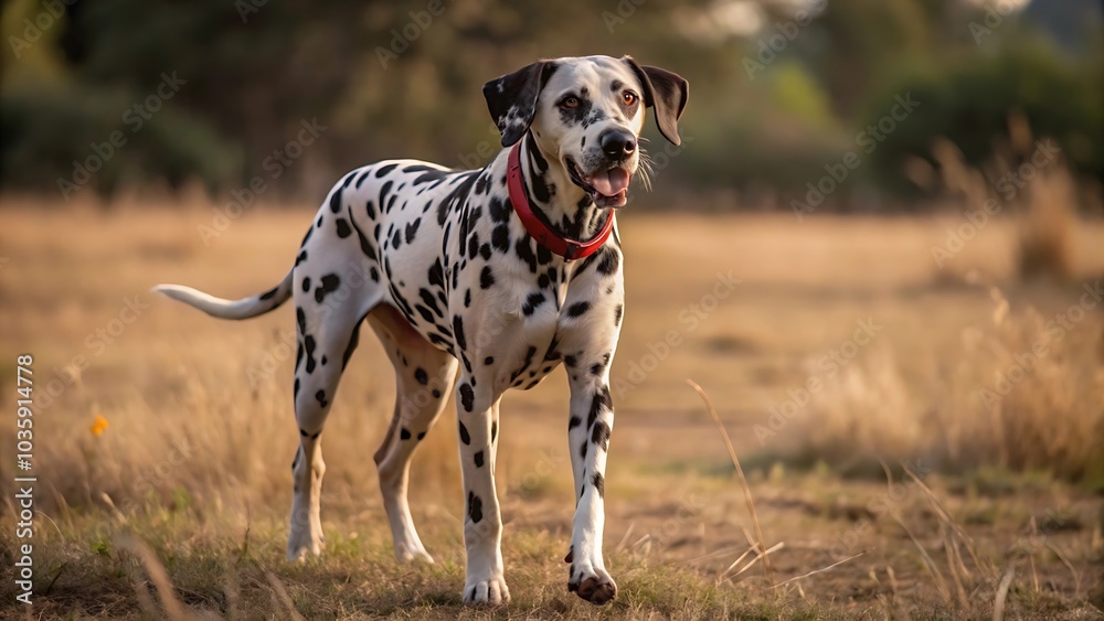 Dalmatian Dog Walking Outdoor Dalmatian Dog Walking Outdoor