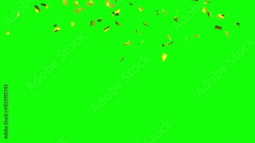 Looped Flying Confetti . On Green Chromakey.