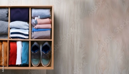 clothes and shoes in the box