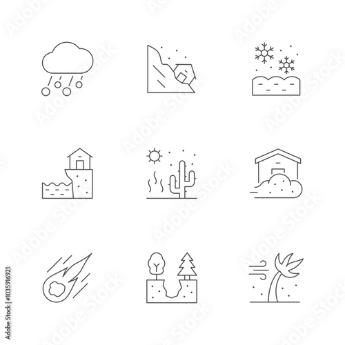 Set line icons of natural disaster