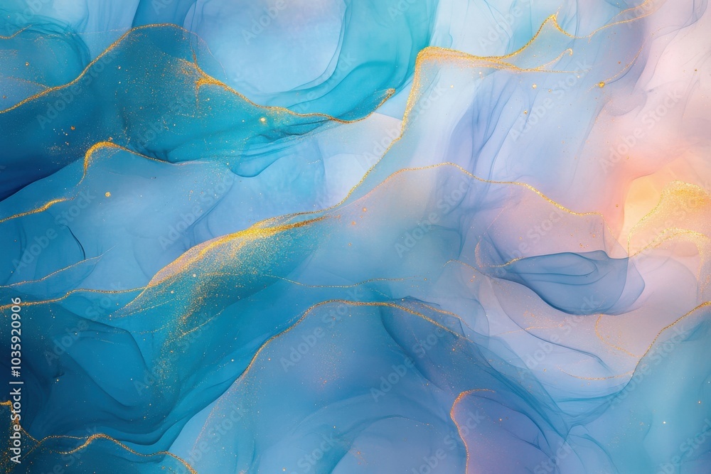 Chic fluid artistry using alcohol ink techniques. Delicate and dreamy wallpaper aesthetics. Fusion of tones creating distinctive streams and gleaming golden designs Chic fluid artistry using alcohol ink techniques. Delicate and dreamy wallpaper aesthetics. Fusion of tones creating distinctive streams and gleaming golden designs