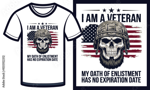 Patriotic Veteran T-Shirts: Unique Military Skull and Oath of Enlistment Designs