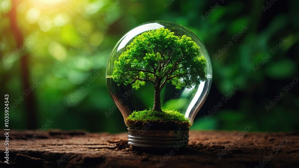 Eco-Inspiration: Tree in Light Bulb for Environmentalism & Renewable Energies Eco-Inspiration: Tree in Light Bulb for Environmentalism & Renewable Energies
