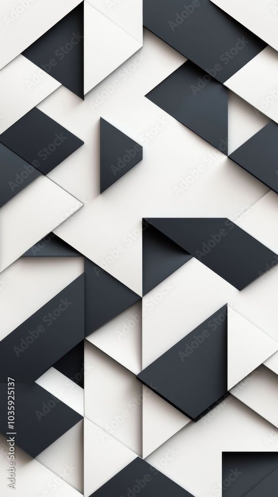 Geometric black and white pattern featuring sharp angles and deep shadows for a contemporary design Geometric black and white pattern featuring sharp angles and deep shadows for a contemporary design