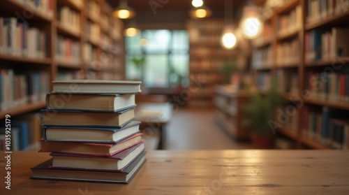 Culture concept stack of books in a bookshop or library