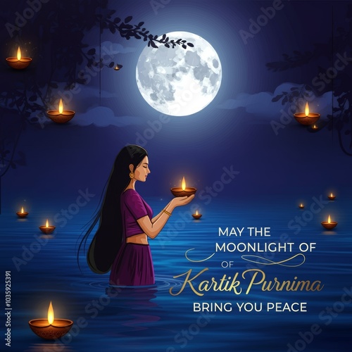 Happy Kartik Purnima Festival Background. Kartik Purnima creative concept.
 photo