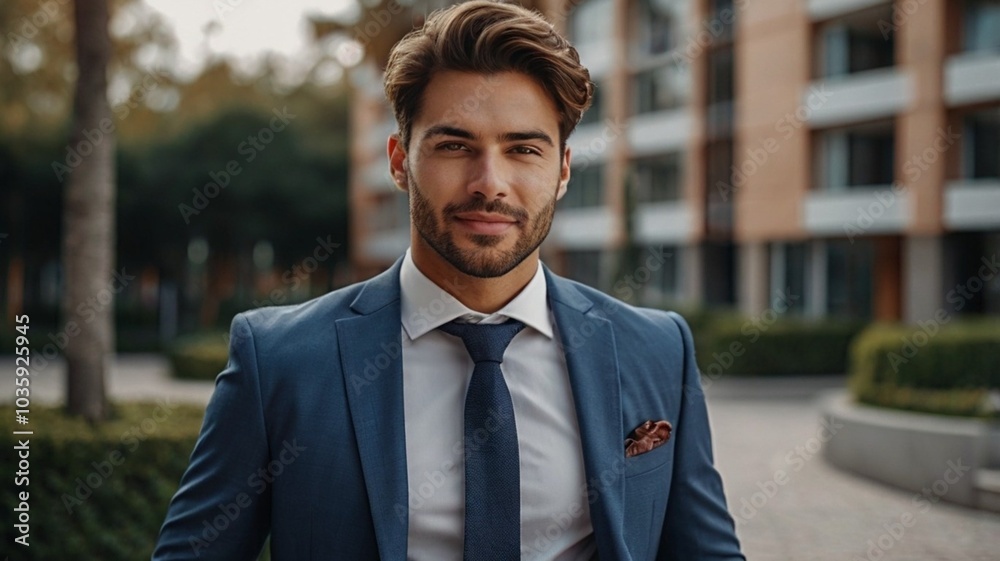 Portrait of successful businessman. Young professional real estate agent Portrait of successful businessman. Young professional real estate agent
