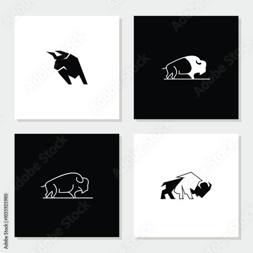 Bull, Cow, Angus, Cattle Head Vector Icon set logo Template