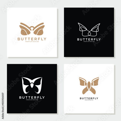 Creative abstract butterfly logo design collection.