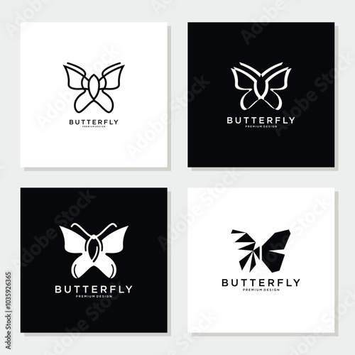 Creative abstract butterfly logo design collection.