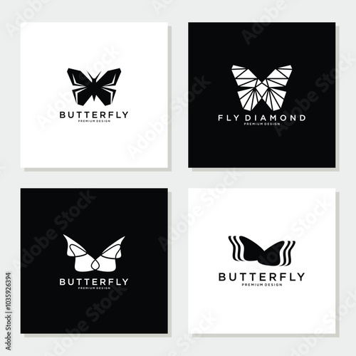 Creative abstract butterfly logo design collection.