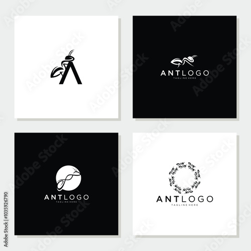 Ant Vector Design Logo collection Illustration.
