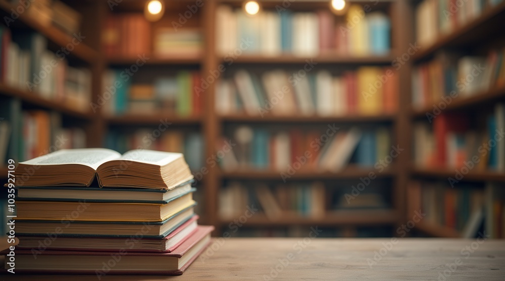Culture concept stack of books in a bookshop or library Culture concept stack of books in a bookshop or library