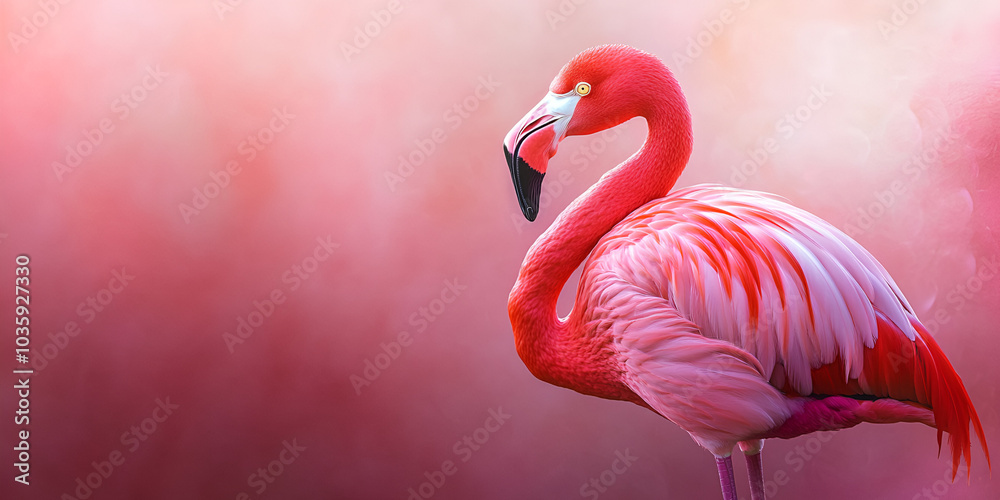 Naklejka premium Close-Up Portrait of a Pink Flamingo