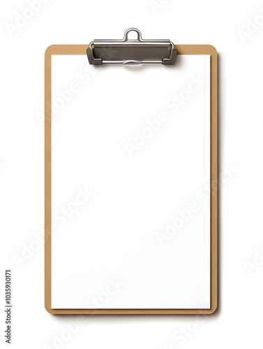 Plain empty blank clipboard with paper sheet isolated on white background