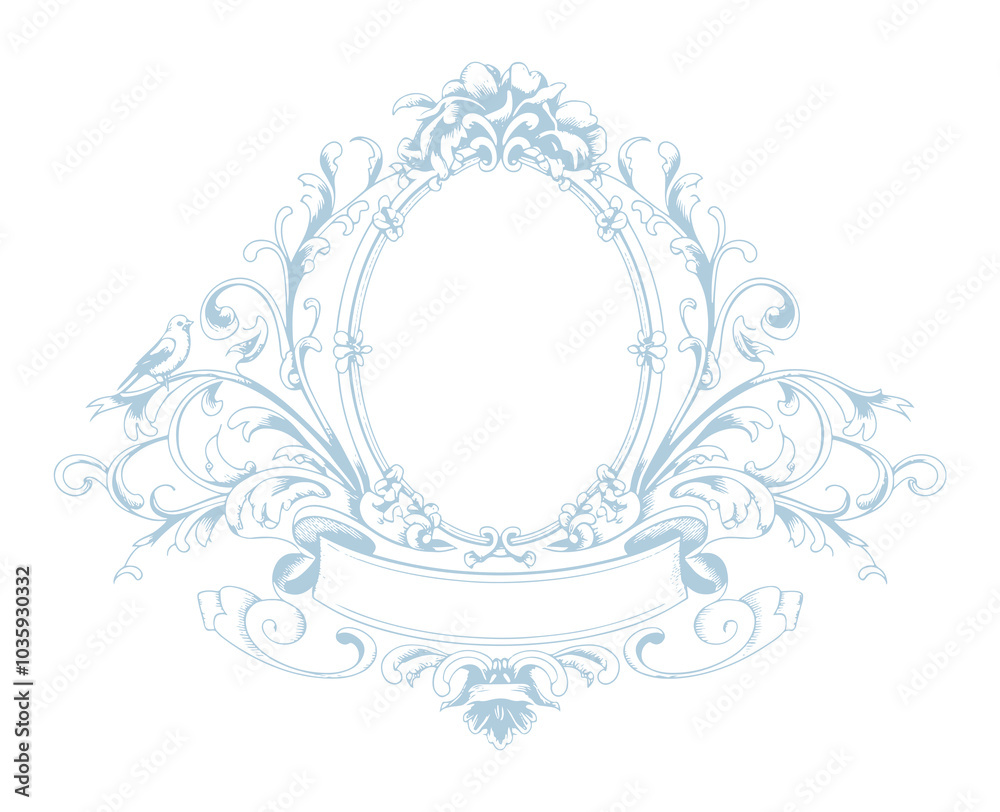 Vintage Wedding monogram. Frame vintage logo wedding bordor