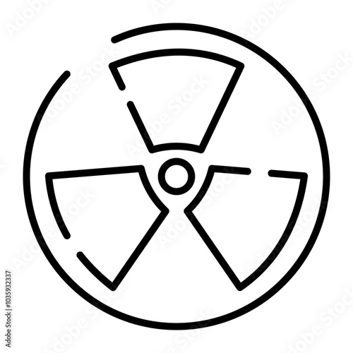 Radiation icon. Black line sign, editable stroke. Symbol of dangerous radiation, nuclear safety, danger warning, radioactive waste. Vector illustration. Ecology concept for web design, print, logo