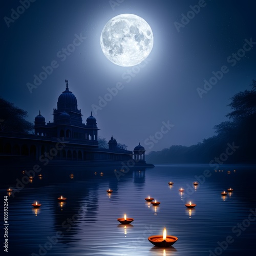 Happy Kartik Purnima Festival Background. Kartik Purnima creative concept.
 photo