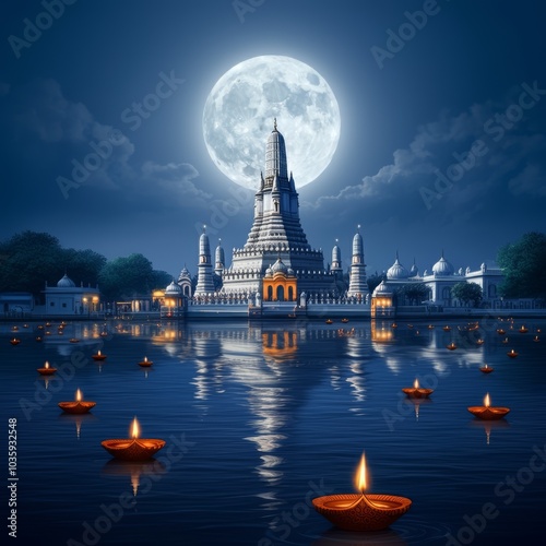 Happy Kartik Purnima Festival Background. Kartik Purnima creative concept.
 photo