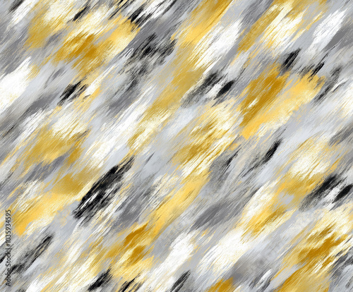 Seamless modern brushstroke pattern with gold and silver tones photo