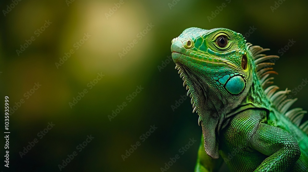 A vibrant green iguana cub stands out against a matching backdrop, showcasing the rich biodiversity of South America and Brazil. A vibrant green iguana cub stands out against a matching backdrop, showcasing the rich biodiversity of South America and Brazil.