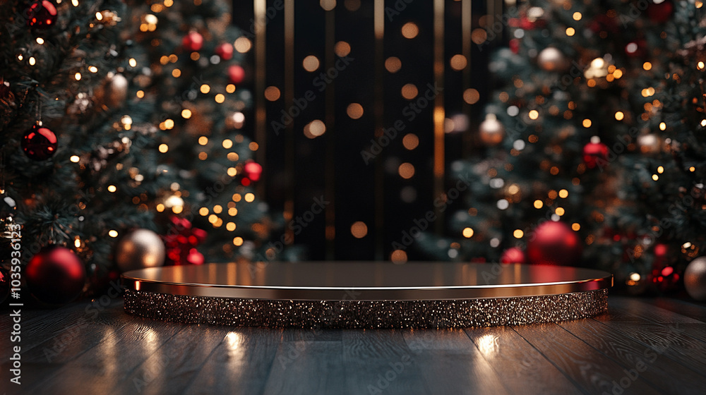 Empty Luxury Product Display Podium with Christmas Theme Background
Empty Luxury Product Display Podium with Christmas Theme Background