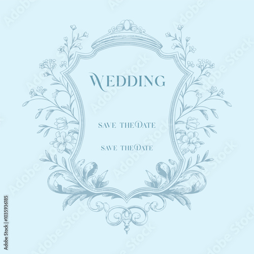 Wedding monogram crest design. Vintage wedding monogram design. Wedding initial.