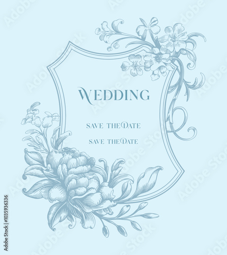 Wedding monogram crest design. Vintage wedding monogram design. Wedding initial.