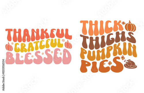 thanksgiving retro wavy t shirt design