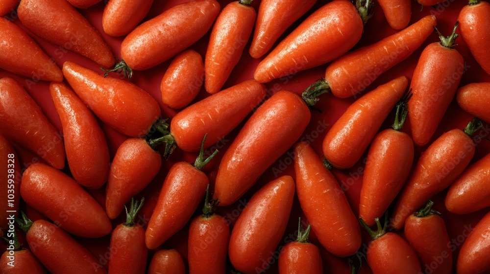 A vibrant display of fresh carrots, perfectly arranged with their rich orange hues that capture freshness and vitality, ideal for healthy eating inspiration. A vibrant display of fresh carrots, perfectly arranged with their rich orange hues that capture freshness and vitality, ideal for healthy eating inspiration.