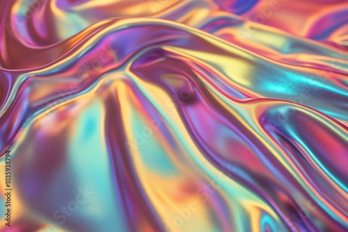 Satin fabric in vibrant jewel tones, with its glossy surface reflecting light in smooth ripples.