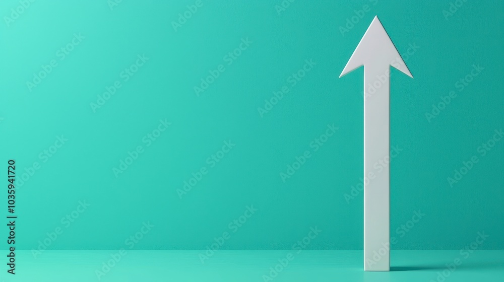 A minimalist graphic featuring an upward arrow against a vibrant turquoise background, symbolizing progress and direction. A minimalist graphic featuring an upward arrow against a vibrant turquoise background, symbolizing progress and direction.