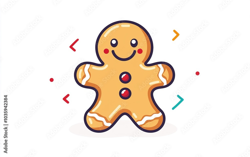 Cheerful gingerbread man character smiling with colorful accents and playful design, perfect for festive celebrations and holiday themes Cheerful gingerbread man character smiling with colorful accents and playful design, perfect for festive celebrations and holiday themes