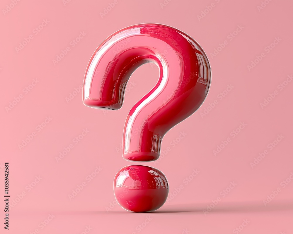 Vibrant 3D Red Question Mark on Pink Background - Minimalist Curiosity Concept for Graphic Design and Presentations Vibrant 3D Red Question Mark on Pink Background - Minimalist Curiosity Concept for Graphic Design and Presentations