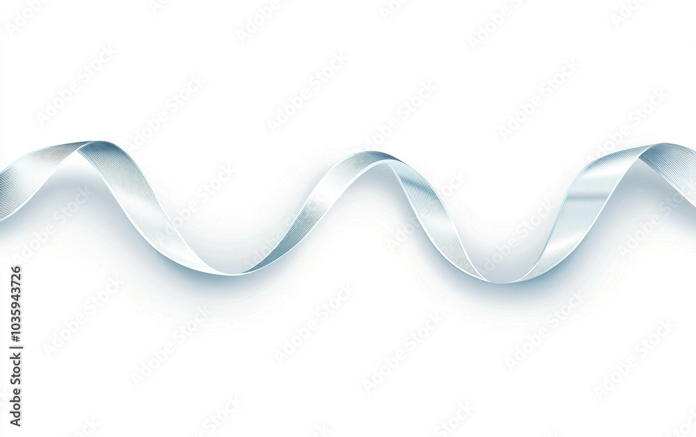 Serene blue ribbon gracefully undulating against a white background, perfect for design projects or creative presentations Serene blue ribbon gracefully undulating against a white background, perfect for design projects or creative presentations