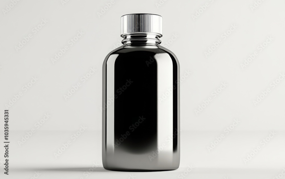 A polished 3D illustration of an aluminum bottle featuring a sophisticated blend of black, grey, and white A polished 3D illustration of an aluminum bottle featuring a sophisticated blend of black, grey, and white