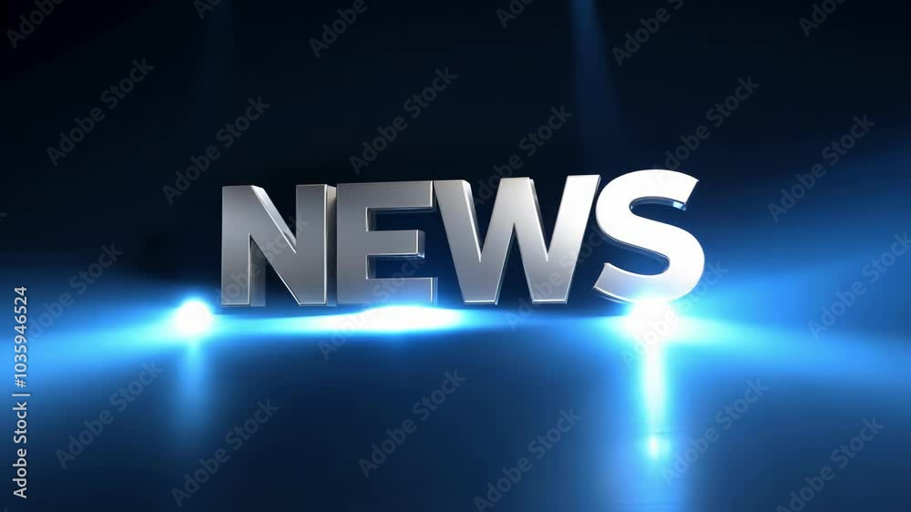 A bold news intro graphic with flashing lights and a large 'NEWS' text. The video creates a sense of urgency and importance, ideal for broadcast or breaking news content.