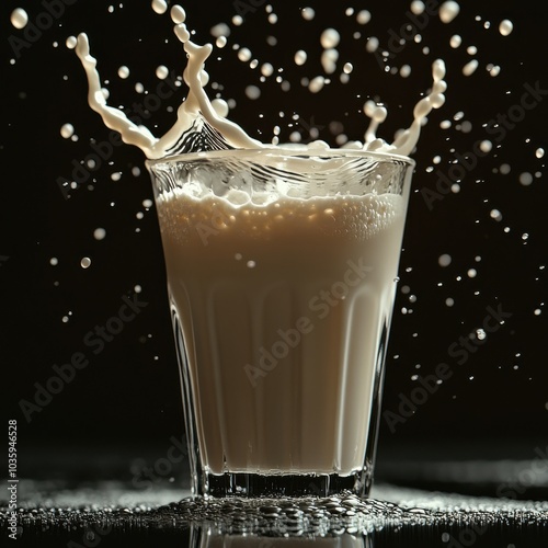 A fresh glass of milk splashes beautifully against a dark backdrop, showcasing motion and the delight of a refreshing drink.