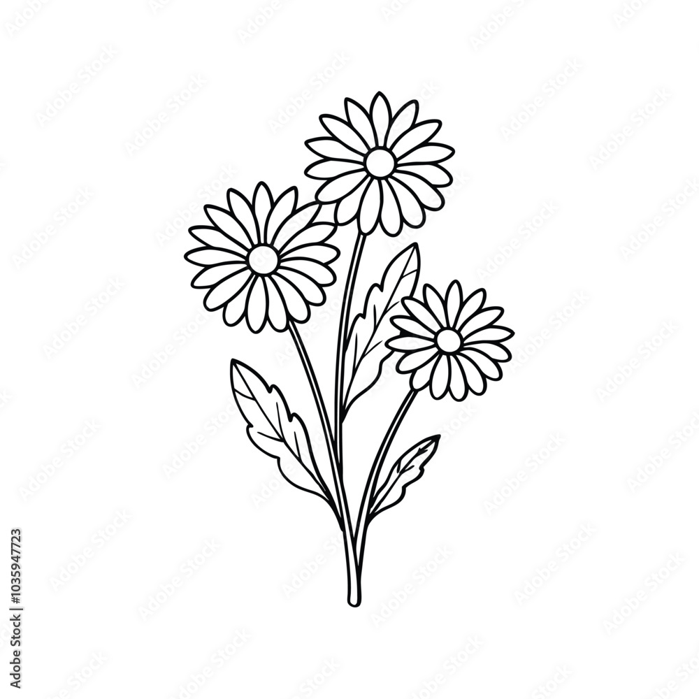 Obraz premium Elegant Hand-Drawn Floral Line Art Illustration