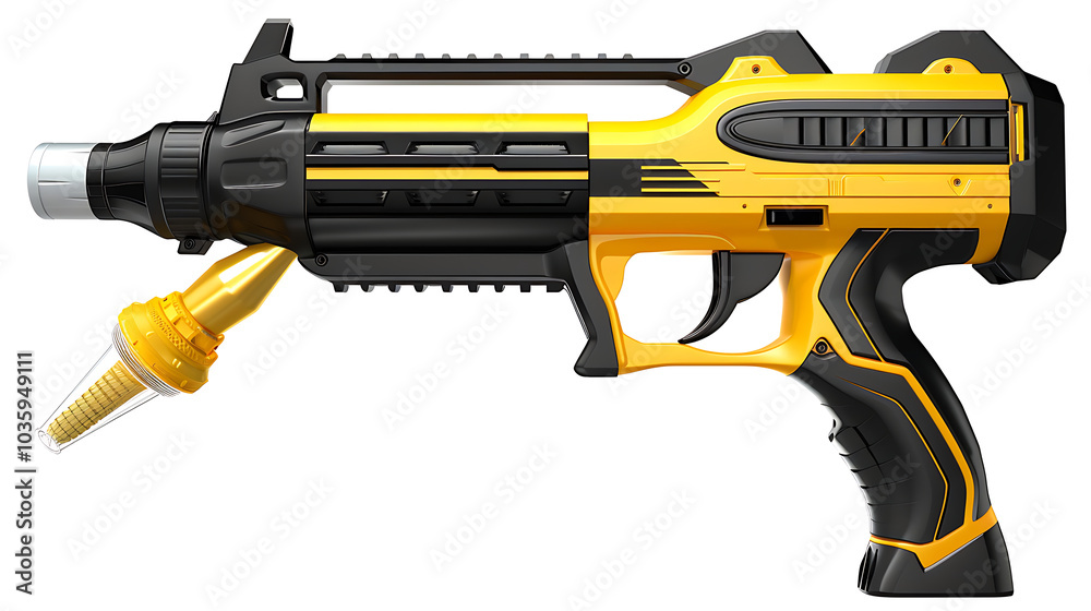 Yellow and black futuristic gun isolated on white background. Yellow and black futuristic gun isolated on white background.