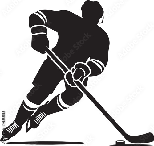 Hockey player Silhouette illustration isolated on a white background