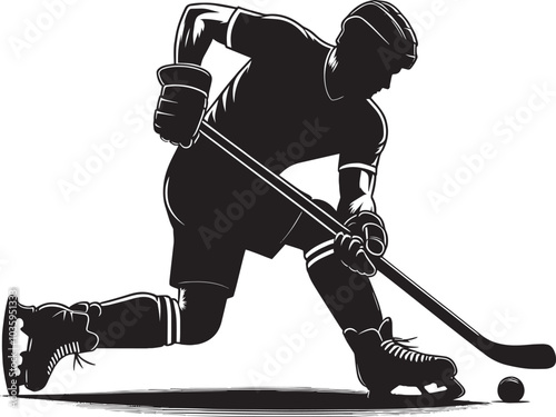 Hockey player Silhouette illustration isolated on a white background
